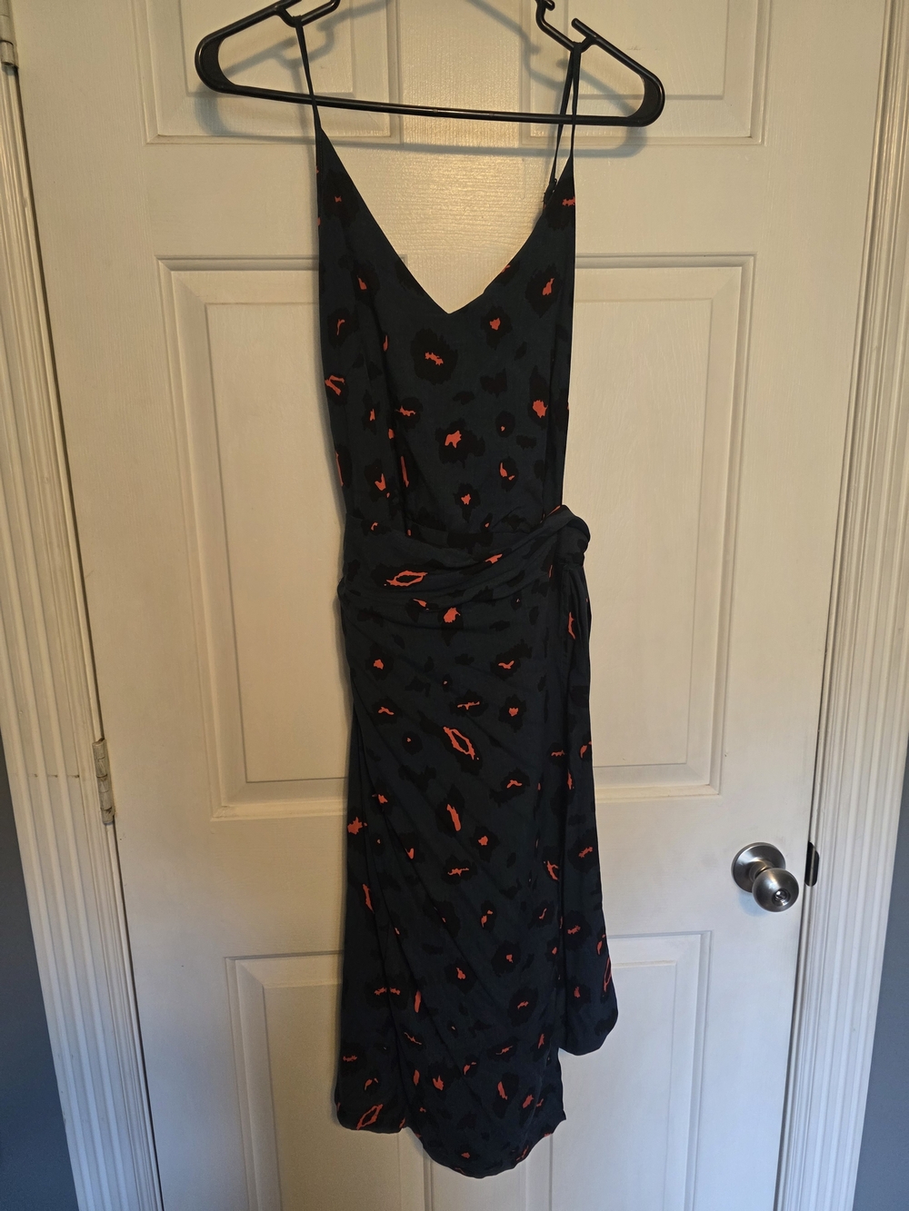 Green Dress with Red Leopard Accent Print - Women